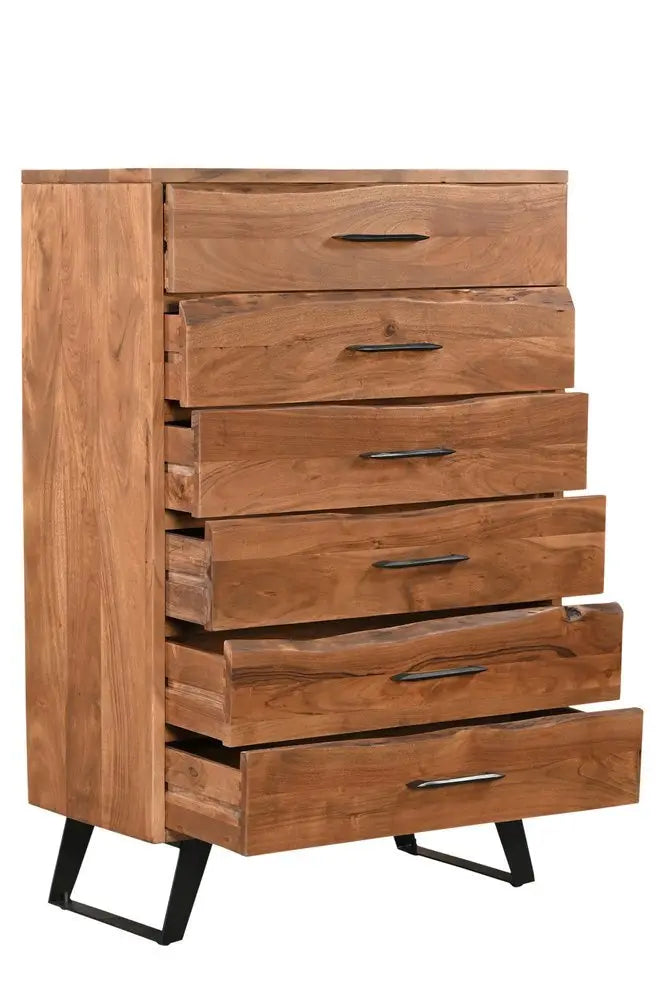 36" Natural Live Edge Solid Wood Five Drawer Dresser - NOBLE HOME INTERIORS