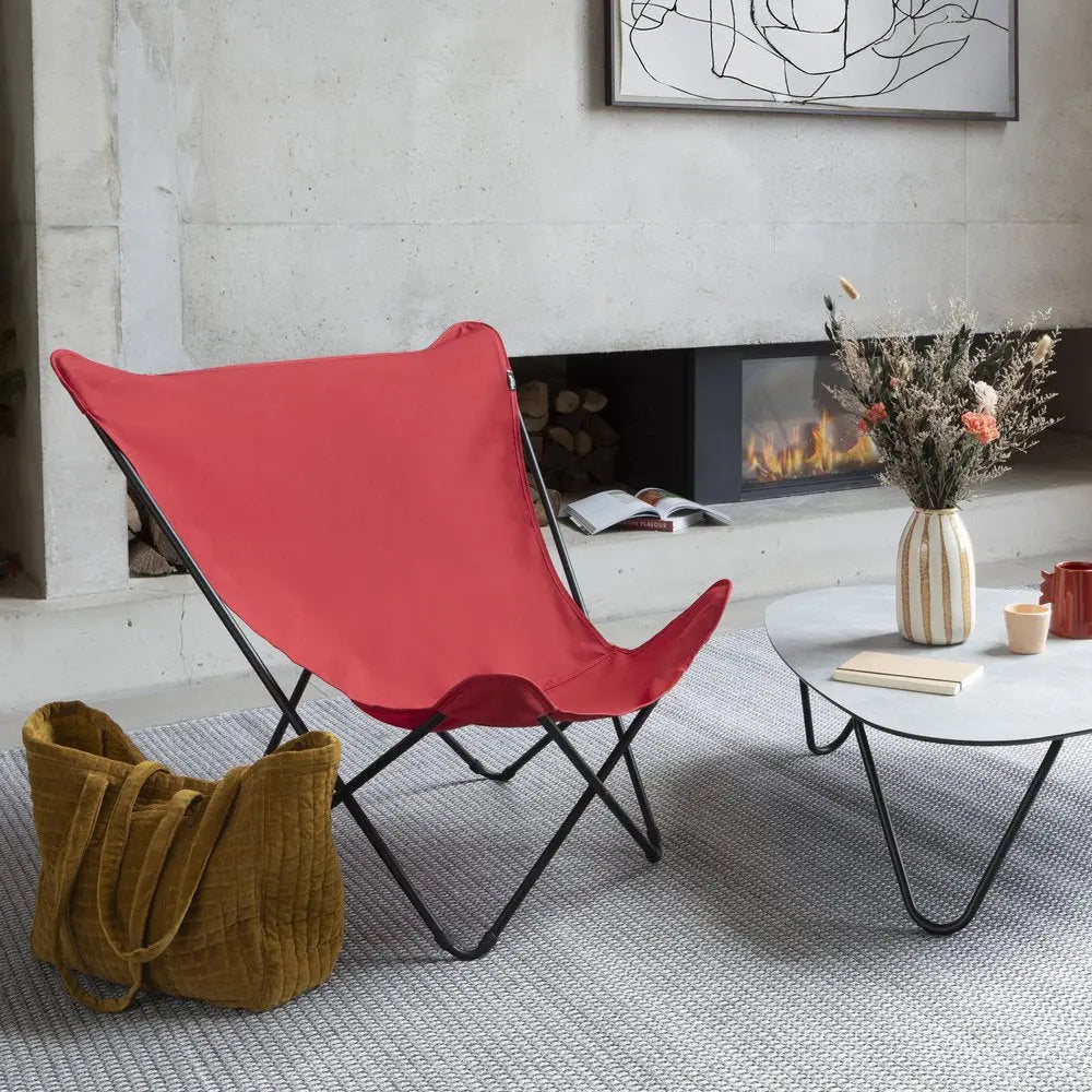 36" Red and Chrome Outdoor Camping Chair - NOBLE HOME INTERIORS