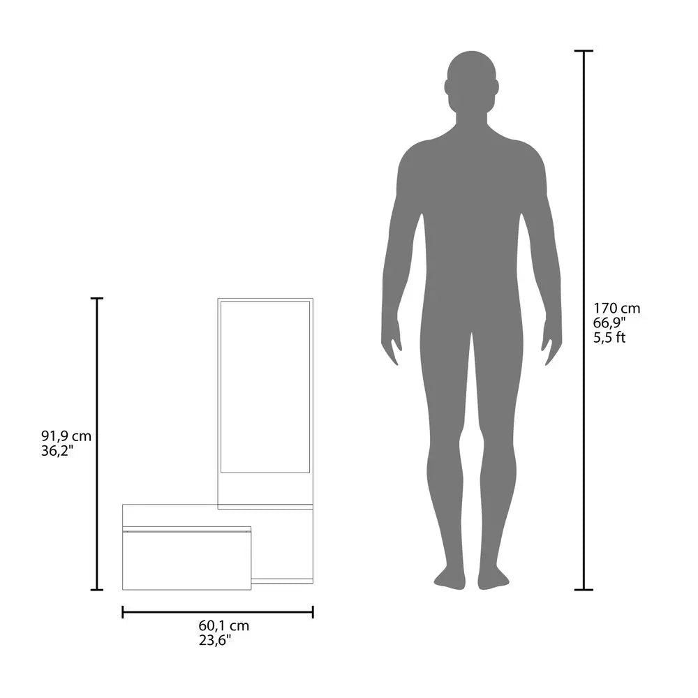 36" White Wood Wall Mounted Accent Cabinet With Drawer And Mirror - NOVA HOME FURNITURE