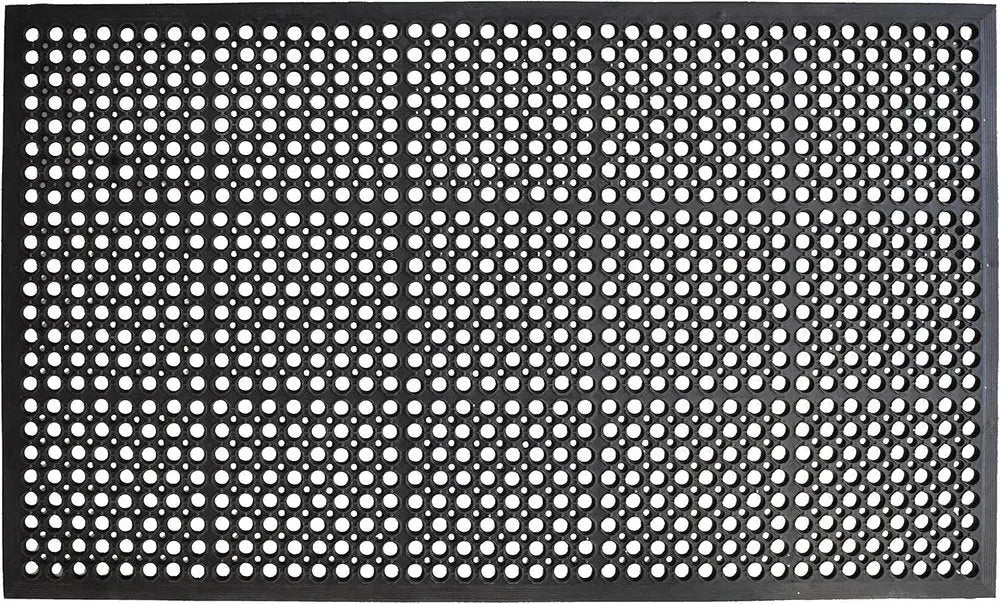 36" X 36" Black Geo Circles Outdoor Rubber Door Mat - NOBLE HOME INTERIORS