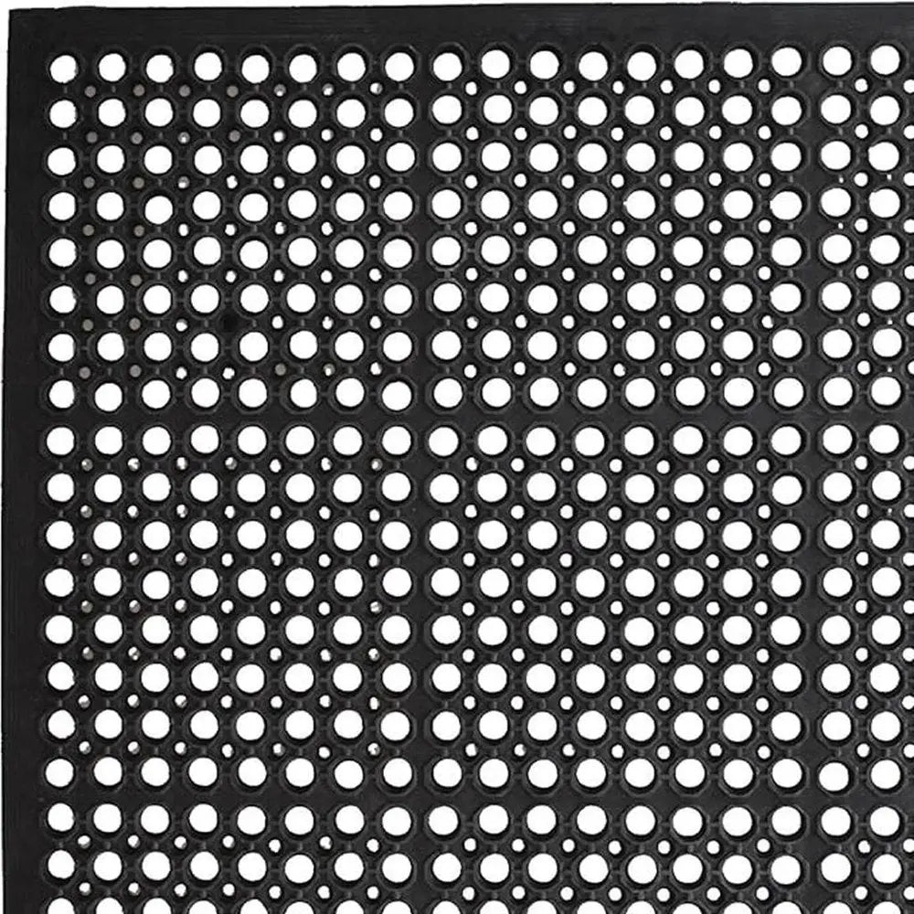 36" X 36" Black Geo Circles Outdoor Rubber Door Mat - NOBLE HOME INTERIORS