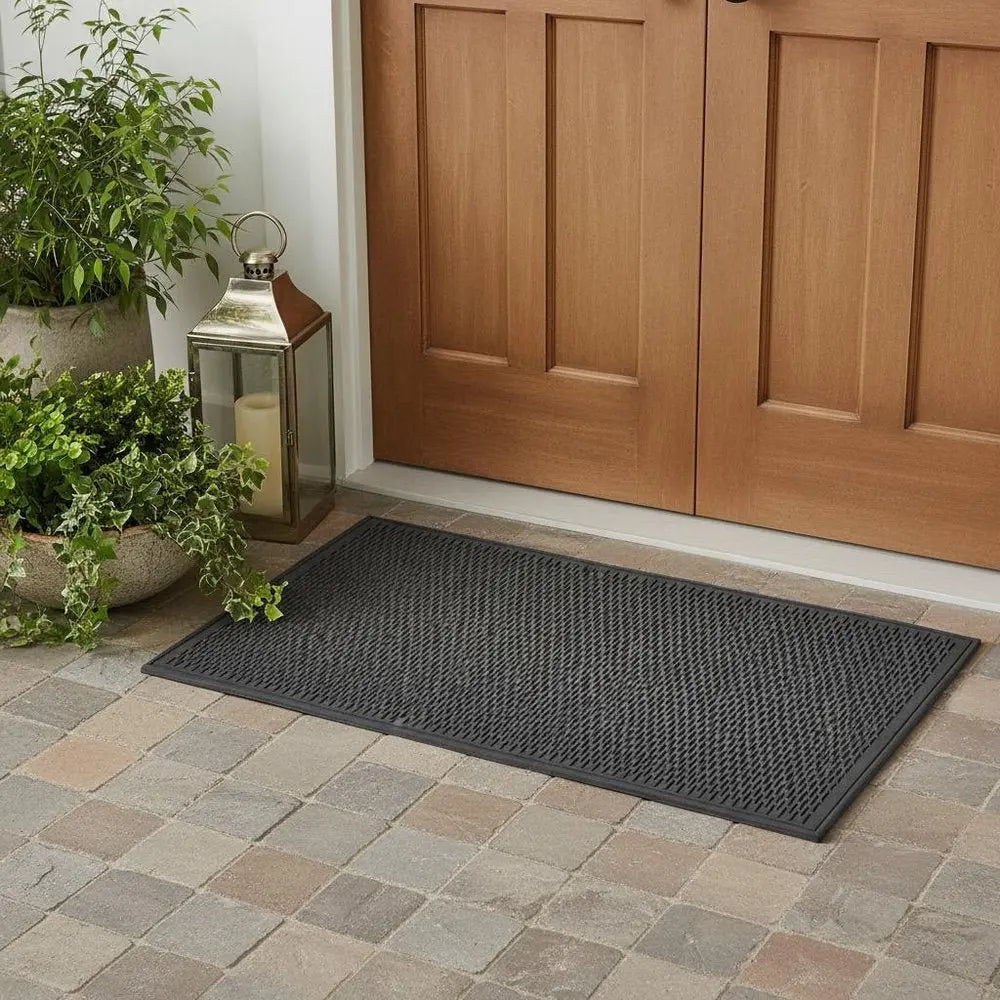 36" X 59" Black Rubber Outdoor Door Mat - NOBLE HOME INTERIORS