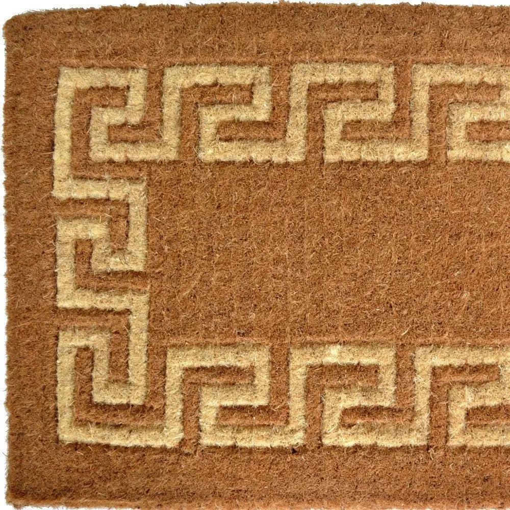 36" X 60" Brown Coir Greek Key Outdoor Door Mat - NOBLE HOME INTERIORS