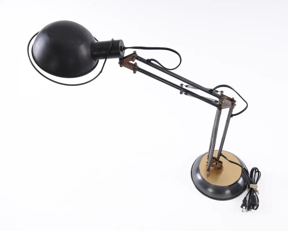 33" Black Metal Desk Table Lamp With Black Bowl Shade HomeRoots