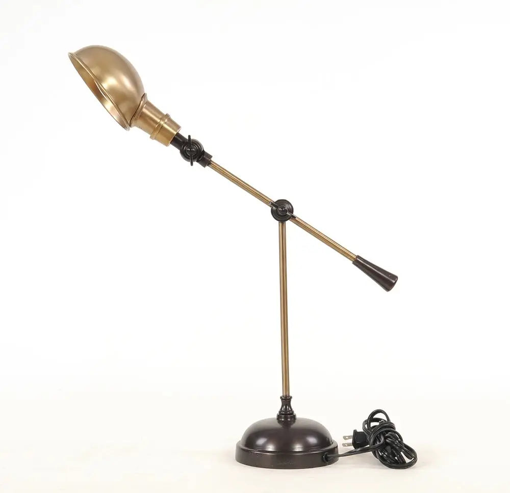 20" Black Metal Adjustable Desk Table Lamp With Gold Bowl Shade HomeRoots