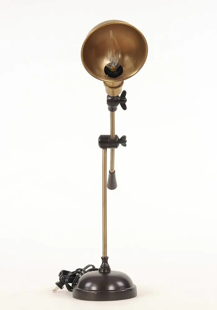 20" Black Metal Adjustable Desk Table Lamp With Gold Bowl Shade HomeRoots