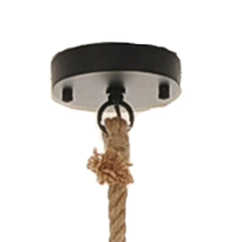 Beige and Black Iron and Rope Ceiling Light HomeRoots