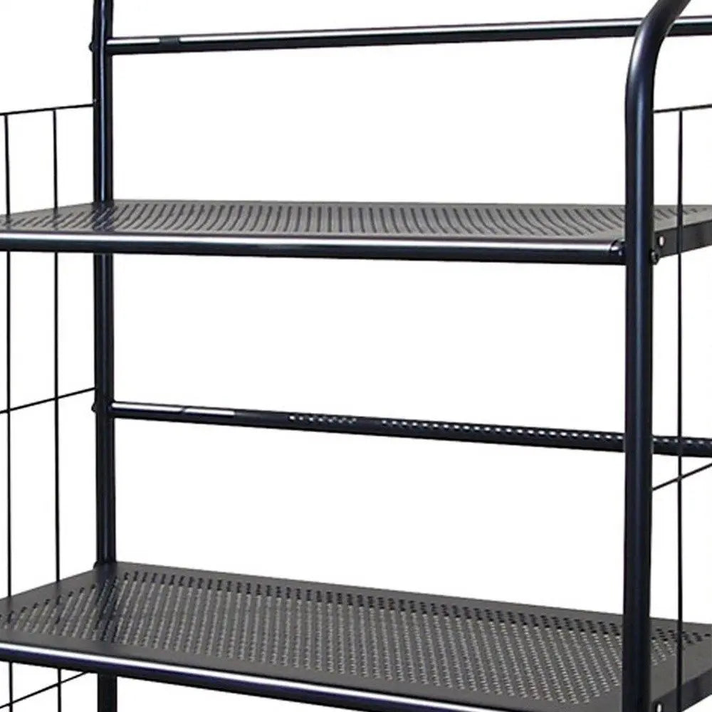 37" Black Metal Three Tier Bookcase - NOBLE HOME INTERIORS