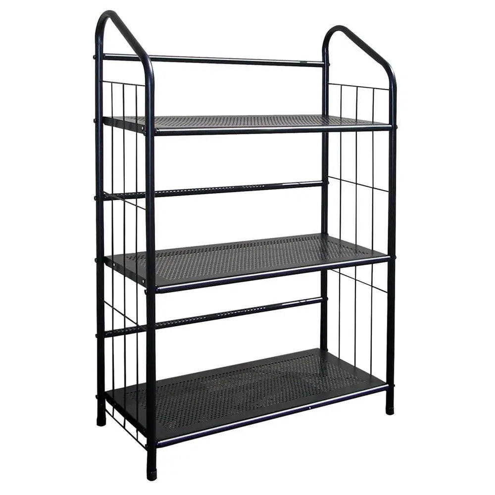 37" Black Metal Three Tier Bookcase - NOBLE HOME INTERIORS