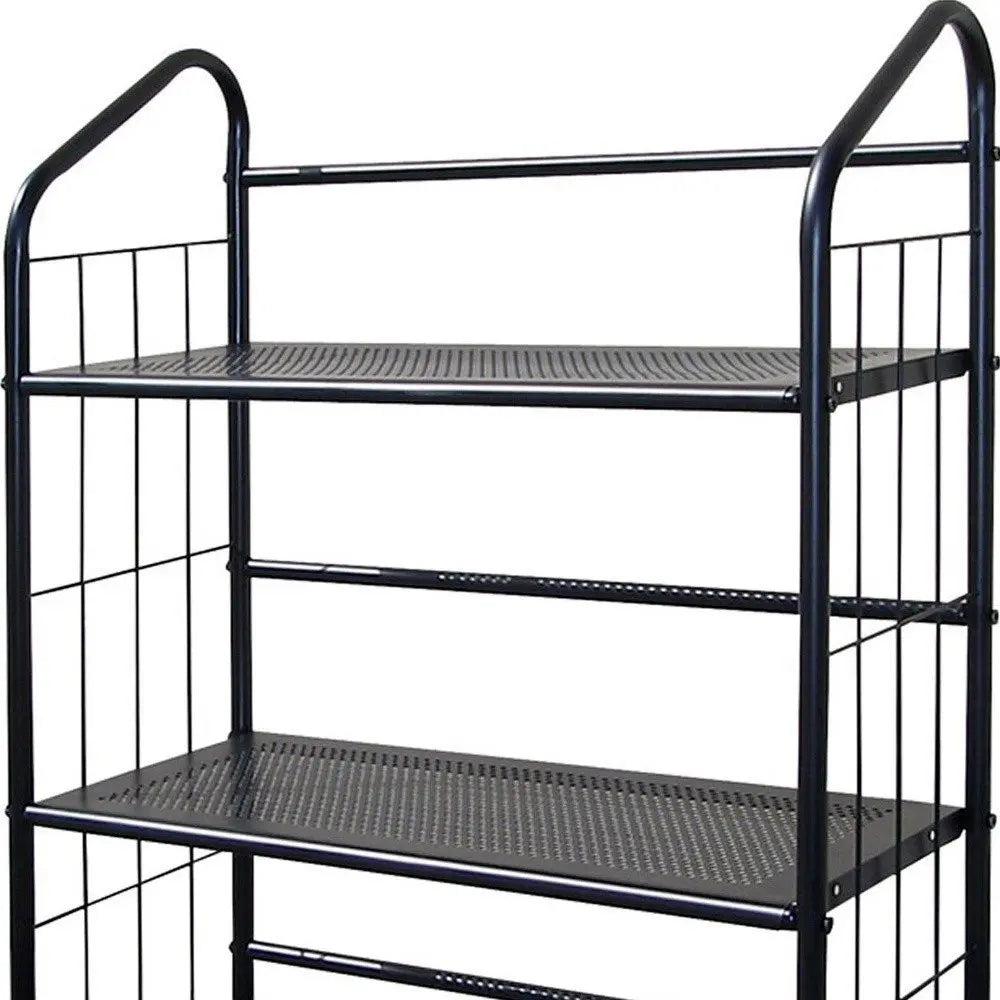 37" Black Metal Three Tier Bookcase - NOBLE HOME INTERIORS