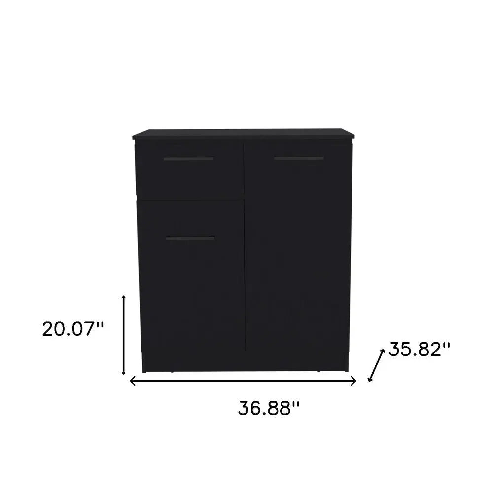 37" Black Wood Accent Cabinet With Two Doors And One Drawer - NOVA HOME FURNITURE