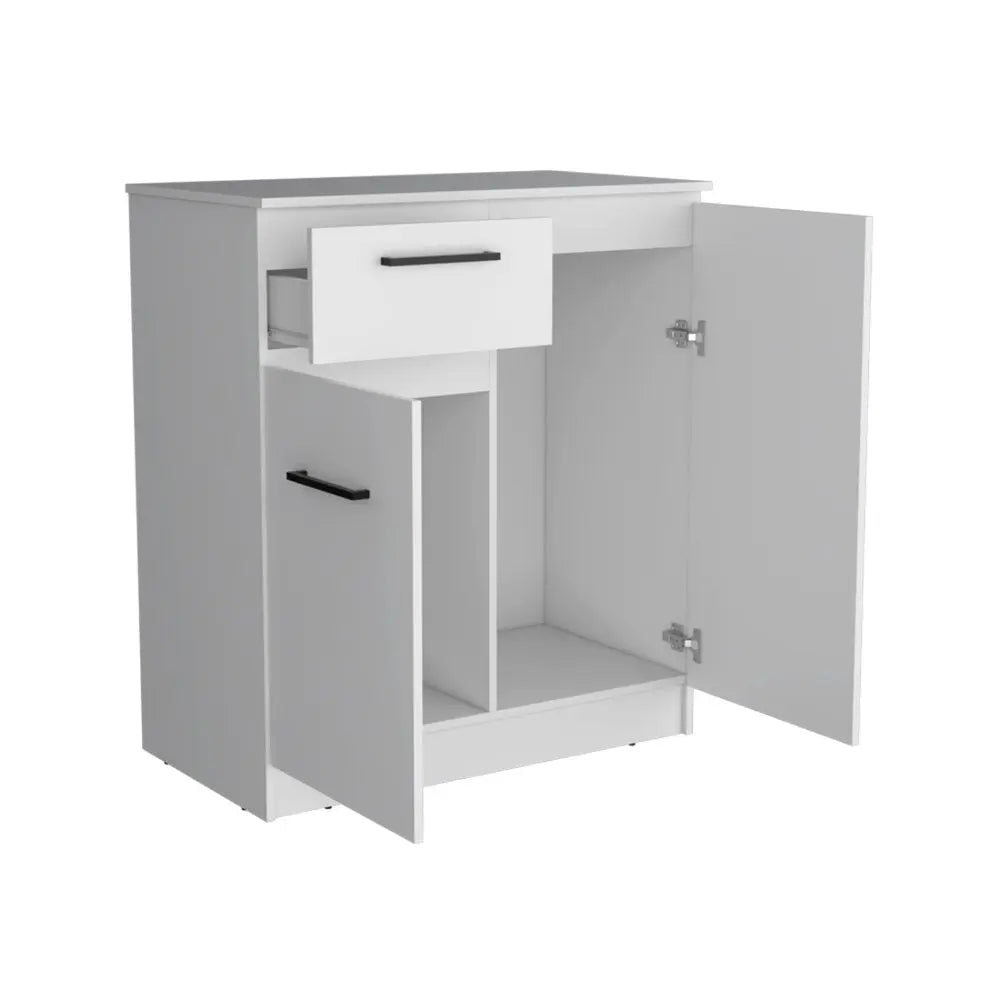 37" White Wood Accent Cabinet With Two Doors And One Drawer - NOVA HOME FURNITURE