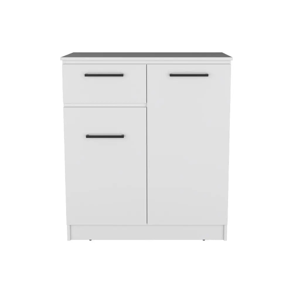 37" White Wood Accent Cabinet With Two Doors And One Drawer - NOVA HOME FURNITURE