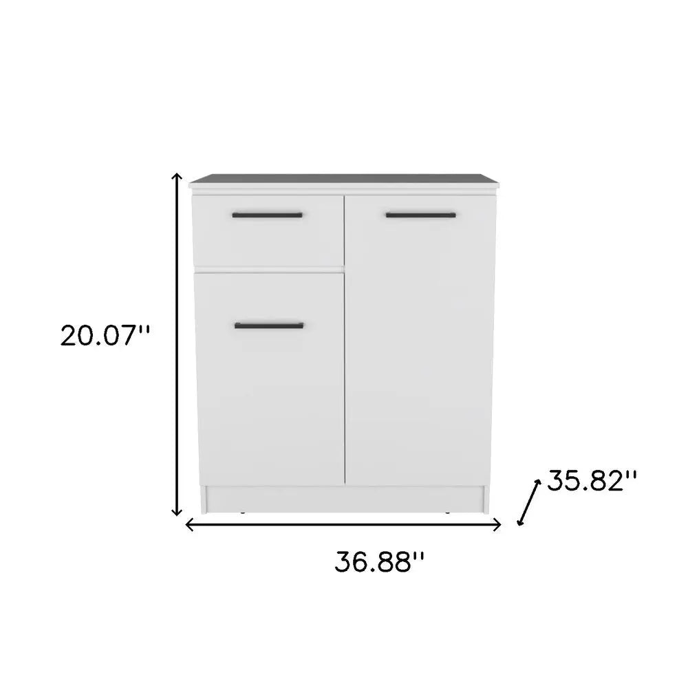 37" White Wood Accent Cabinet With Two Doors And One Drawer - NOVA HOME FURNITURE