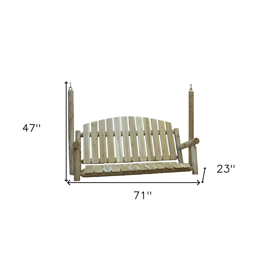 71" Natural Solid Wood Swing Chair HomeRoots