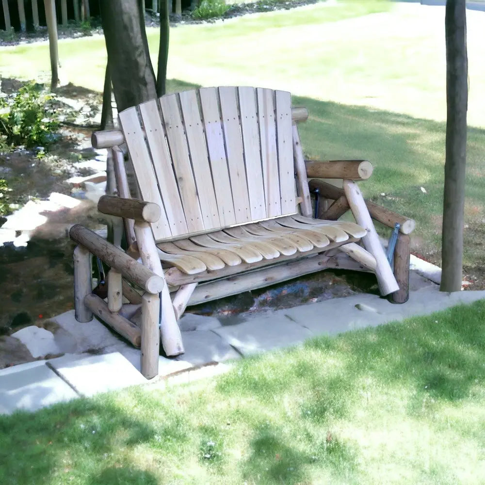 59" Natural Solid Wood Adirondack Chair HomeRoots