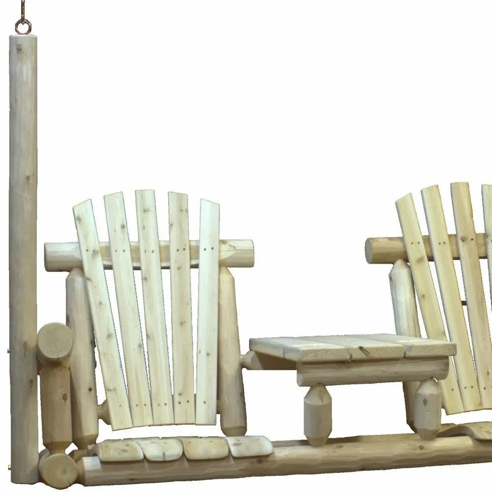71" X 24" X 49"  Natural Wood Tete-A-Tete Porch Swing HomeRoots