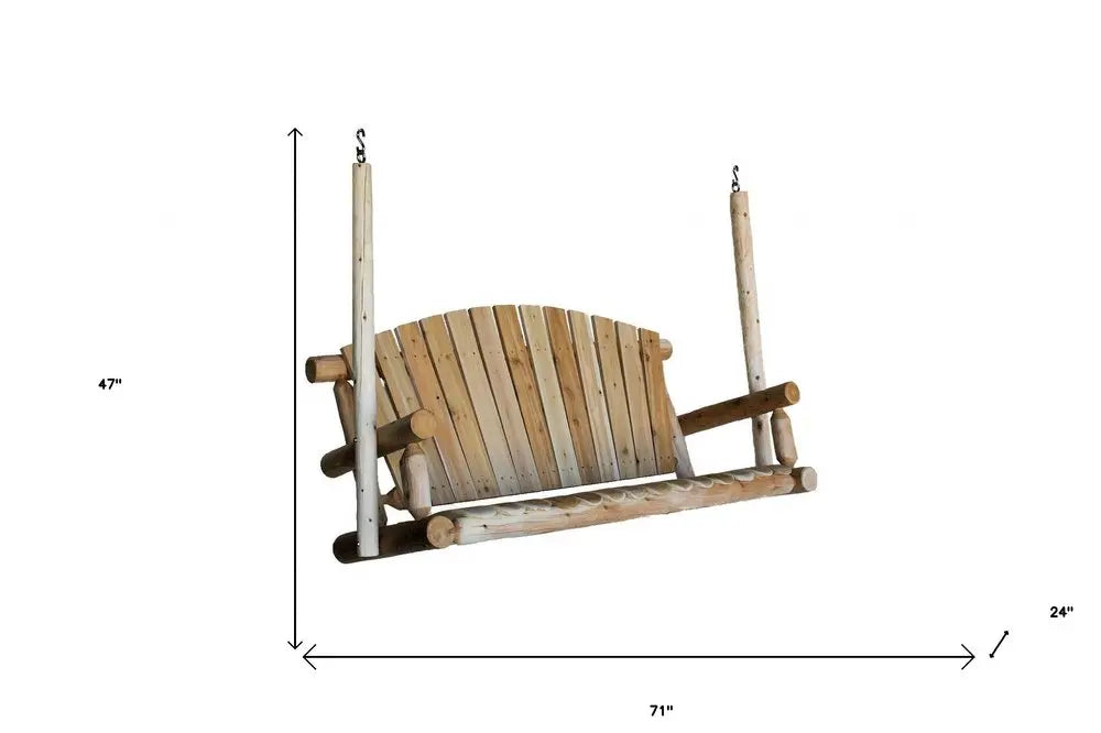 71" X 24" X 47"  Natural Wood Porch Swing HomeRoots