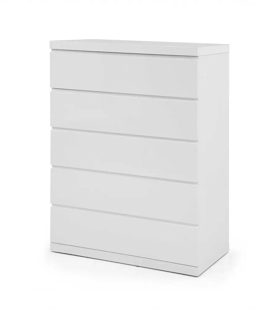 36" White Wood Five Drawer Dresser HomeRoots