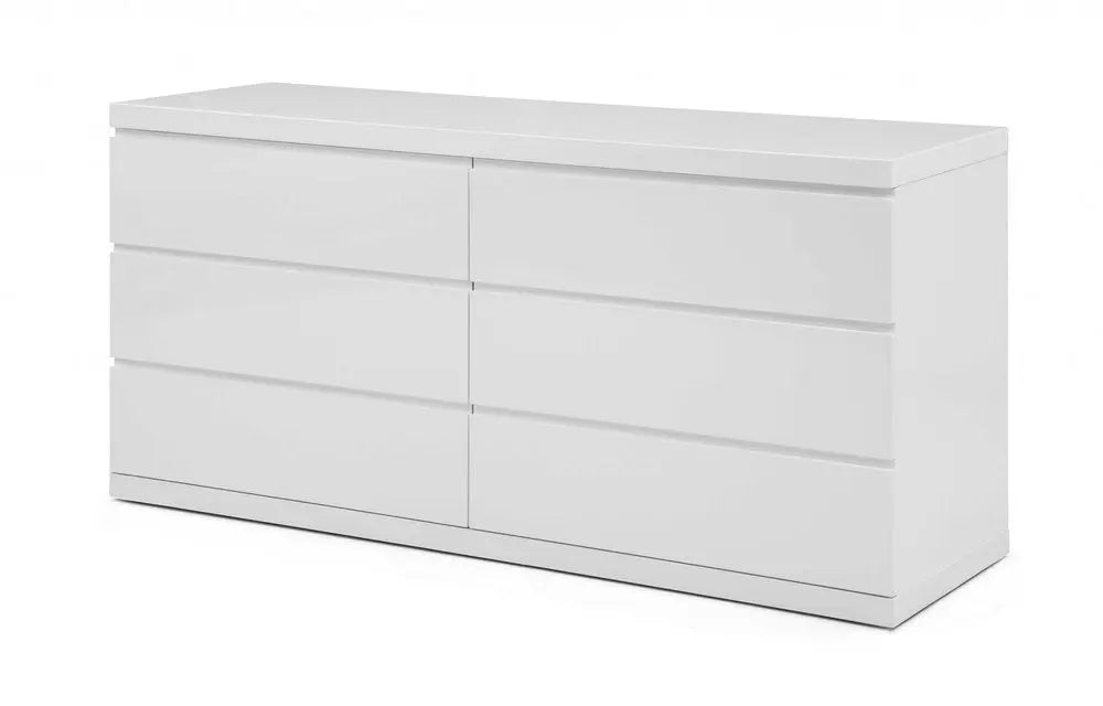 63" White Solid Wood Six Drawer Double Dresser HomeRoots