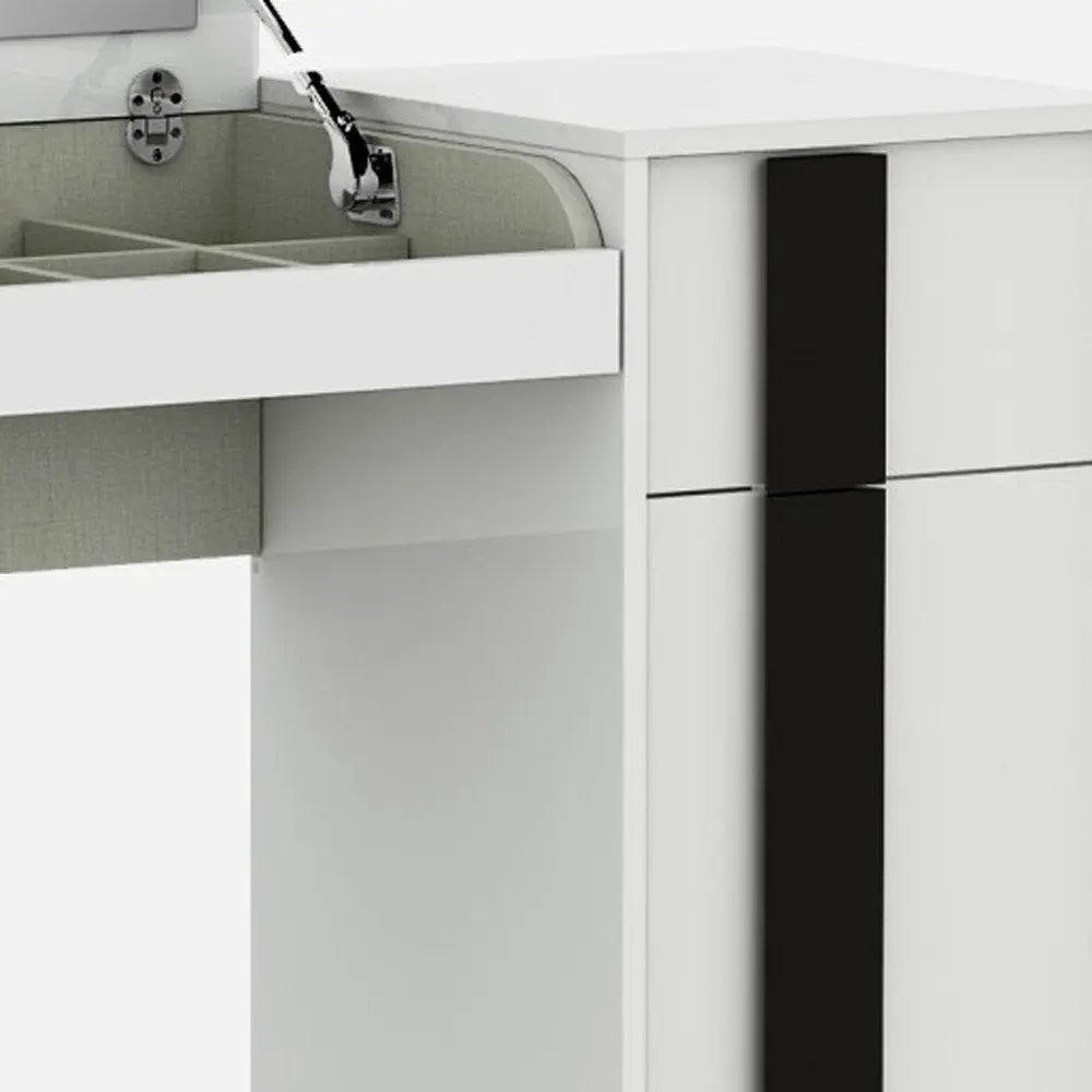 39" White Single Drawer Vanity Chest With Mirror HomeRoots