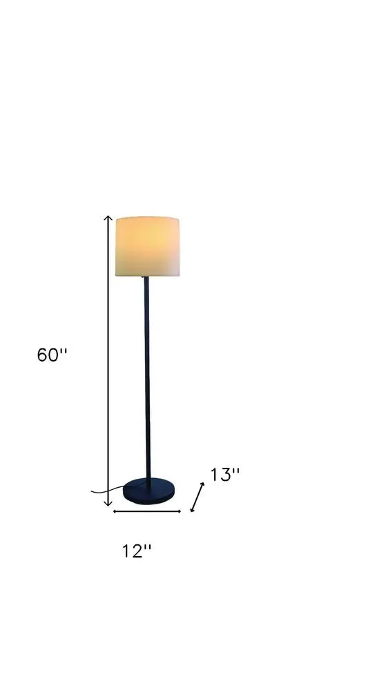 60" Black And White Floor Lamp With White Fabric Drum Shade HomeRoots