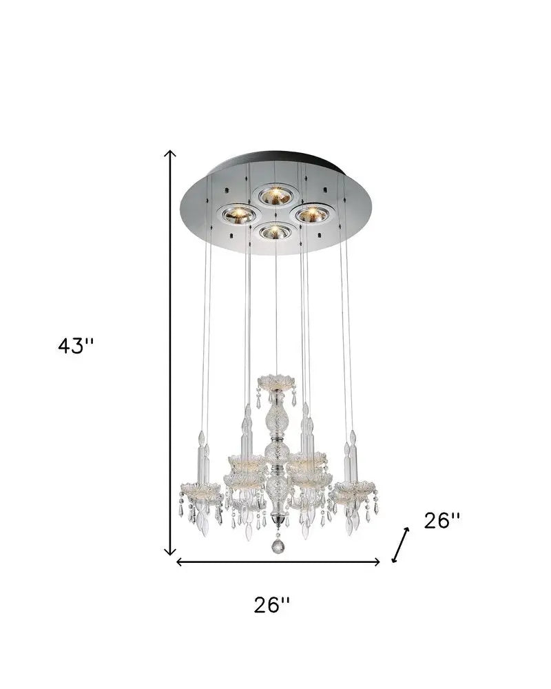 Clear Candle Style Four Light Metal and Glass Ceiling Light HomeRoots