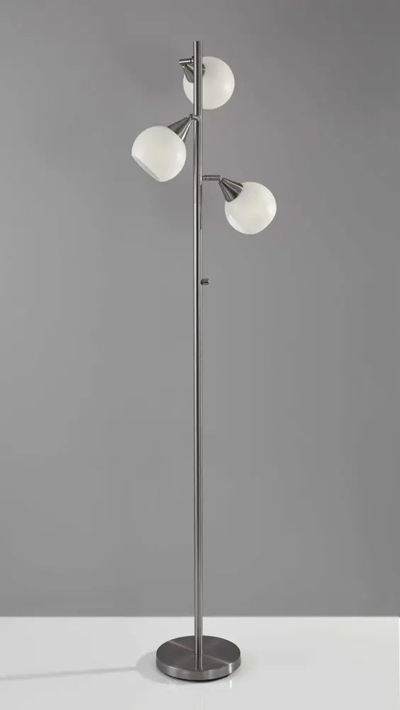 71" Silver Metal Floor Lamp With White Dome Shade HomeRoots
