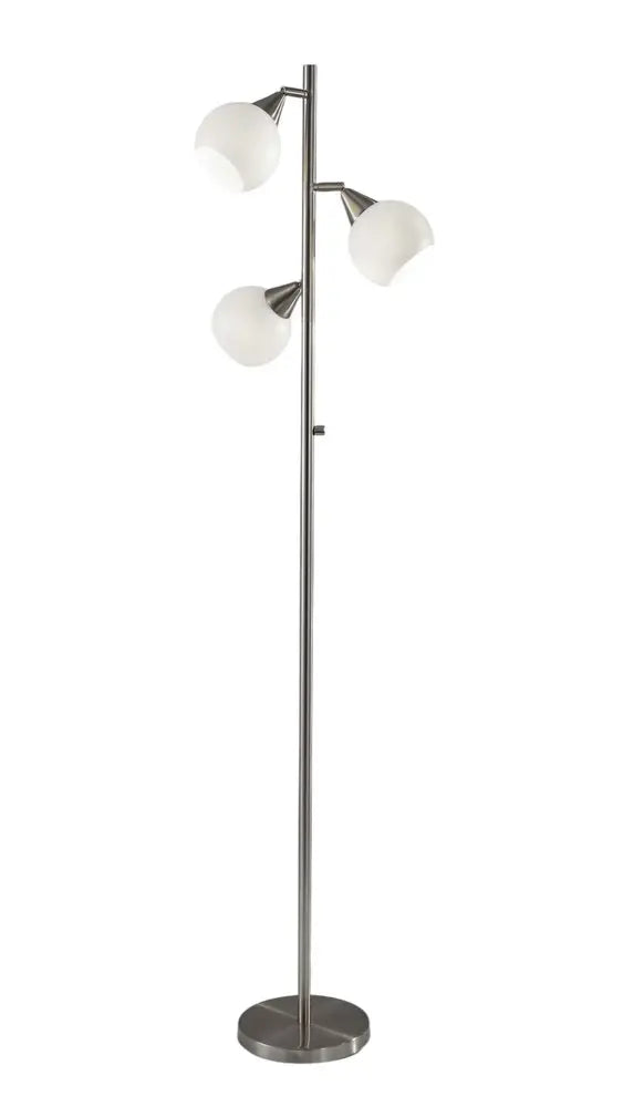 71" Silver Metal Floor Lamp With White Dome Shade HomeRoots
