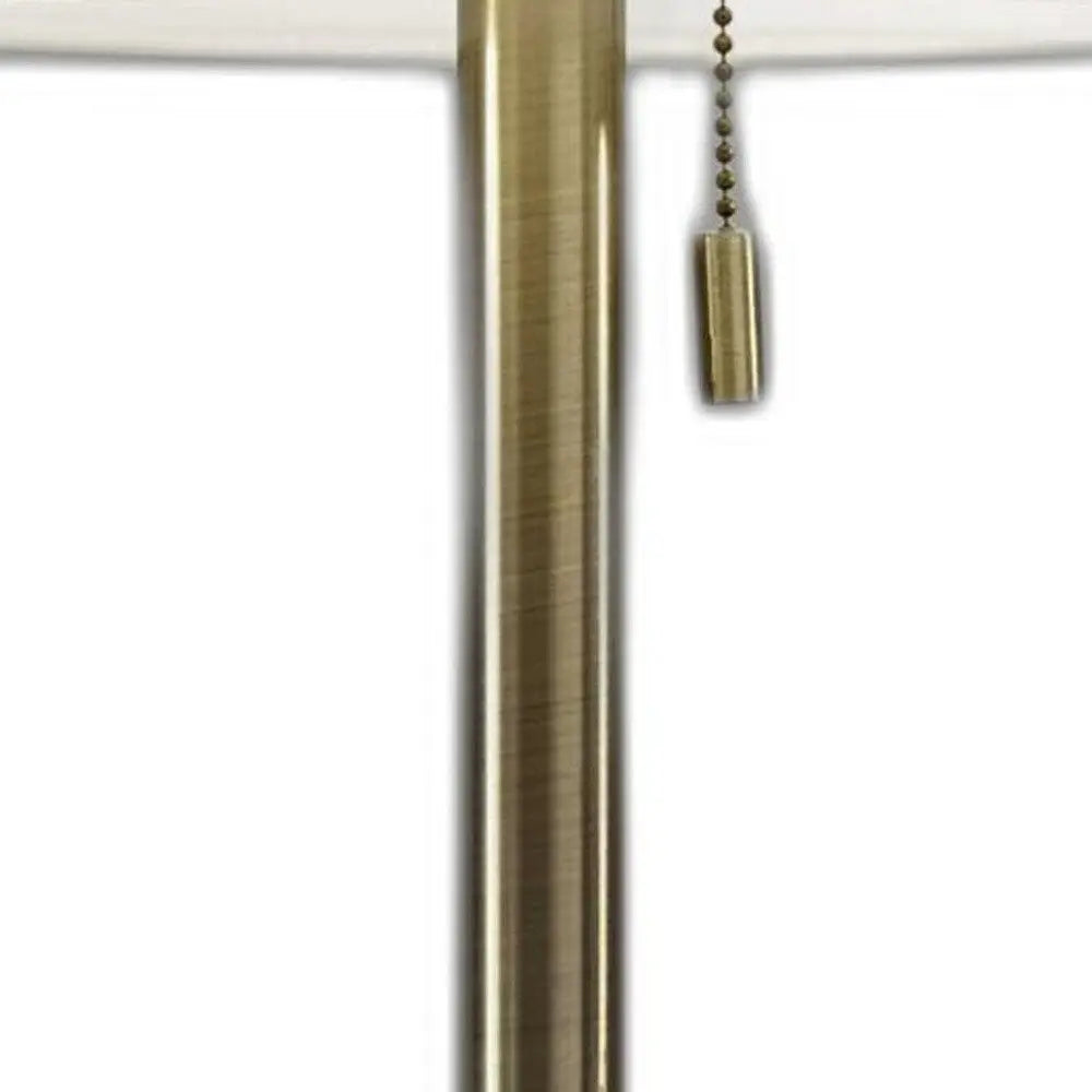 22" Antiqued Brass Metal Cylinder Table Lamp With Off White Drum Shade HomeRoots