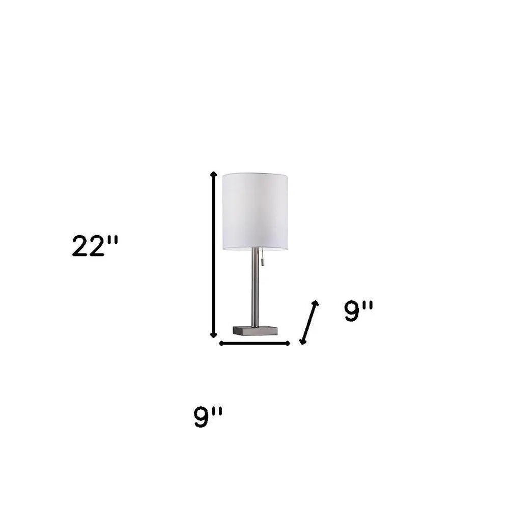 22" Antiqued Brass Metal Cylinder Table Lamp With Off White Drum Shade HomeRoots