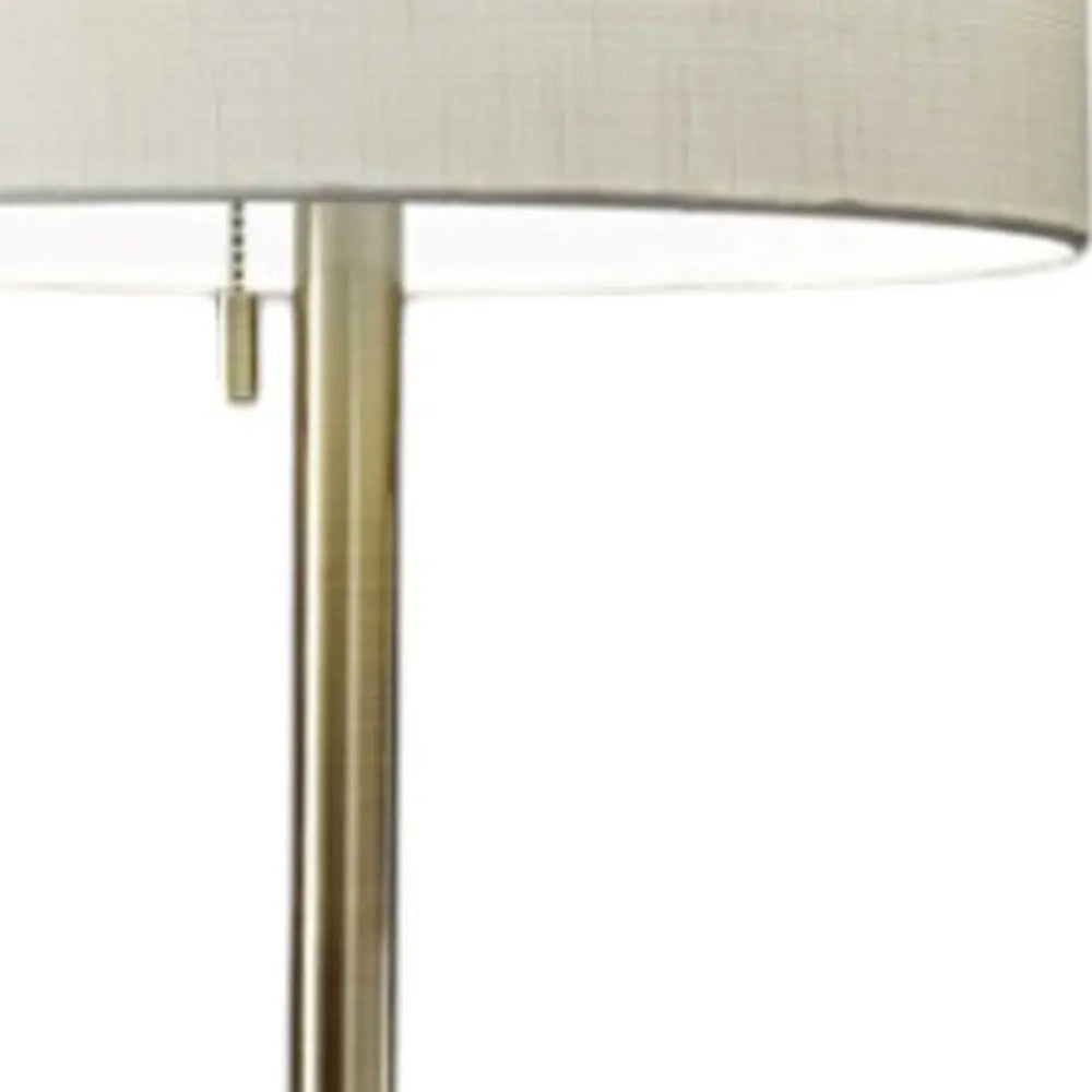61" Brass Metal Floor Lamp With White Fabric Cylinder Shade HomeRoots