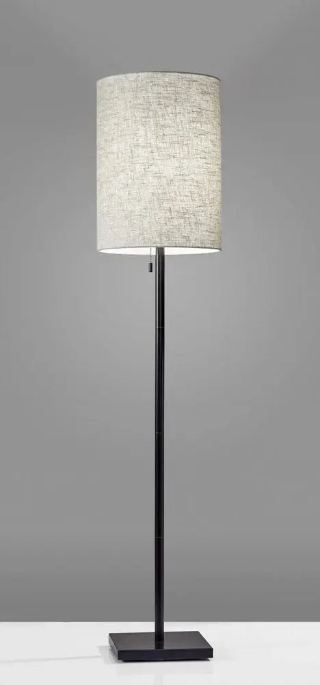 61" Brass Metal Floor Lamp With White Fabric Cylinder Shade HomeRoots