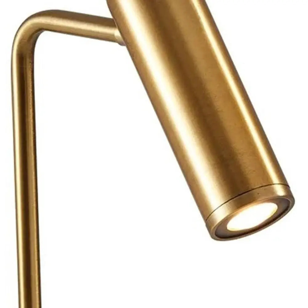 17" Brass Metal LED Desk Lamp With USB And Wireless Charging HomeRoots