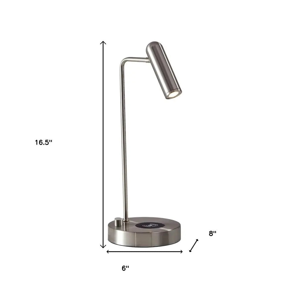 17" Brass Metal LED Desk Lamp With USB And Wireless Charging HomeRoots