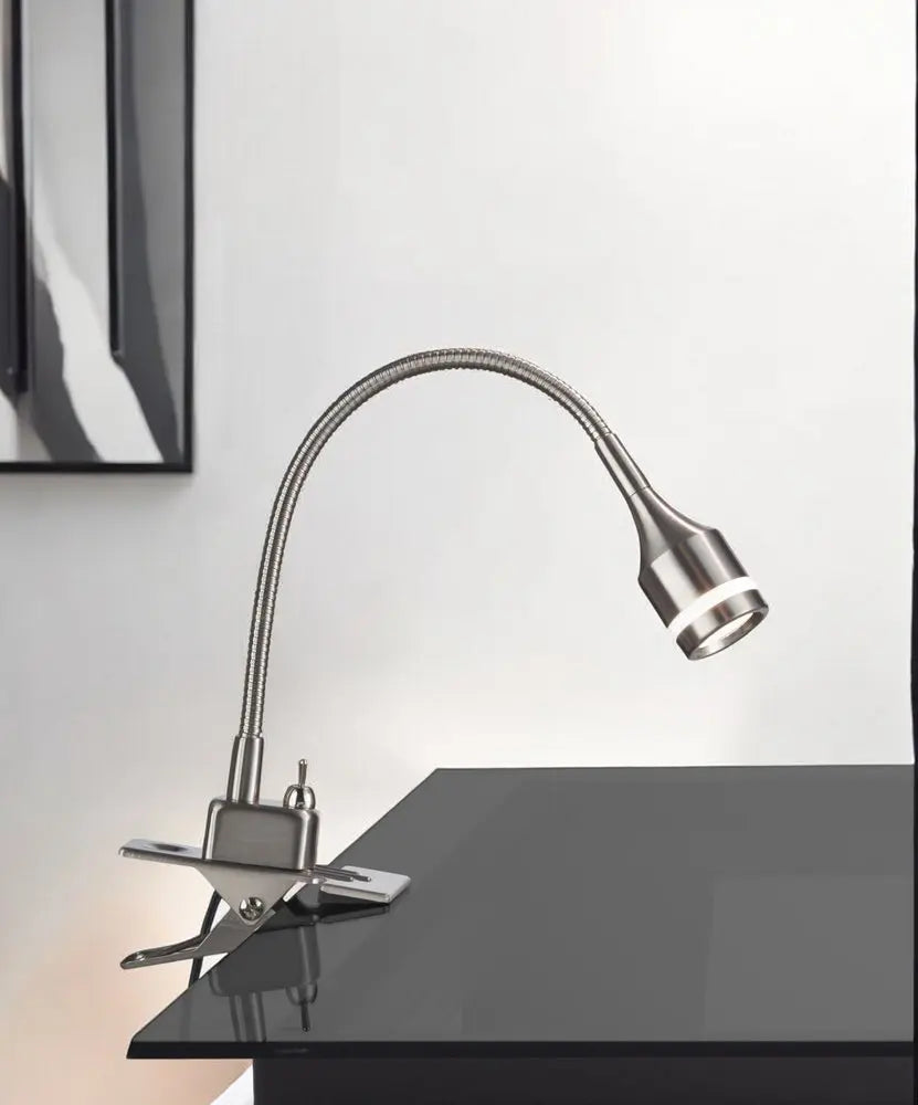 15" Black Metal Adjustable Clip On LED Table Lamp HomeRoots