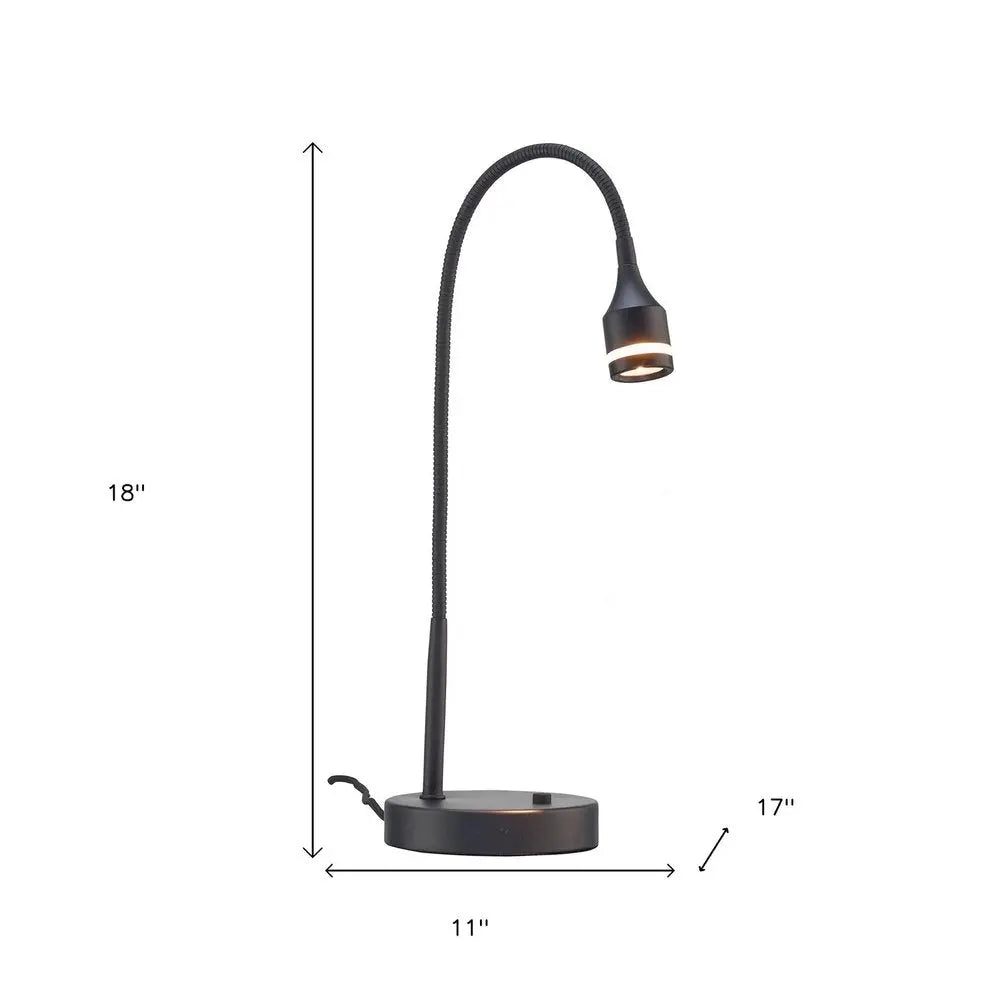 18" Black Metal Adjustable LED Desk Lamp HomeRoots