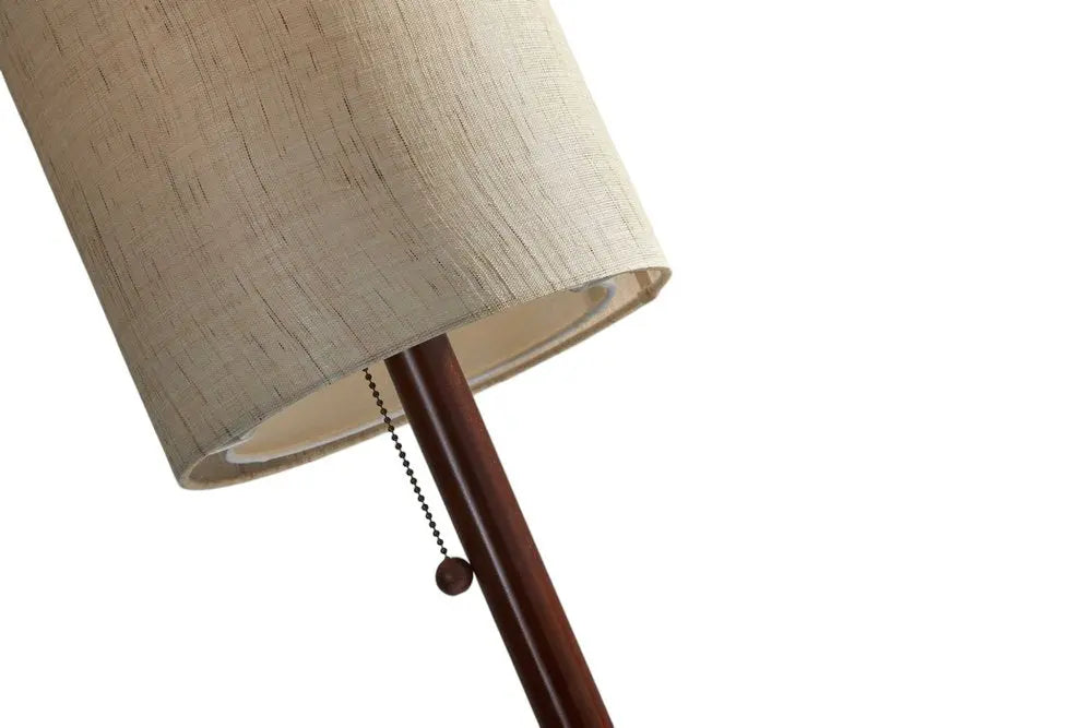 65" Brown Solid Wood Floor Lamp With Beige Linen Drum Shade HomeRoots