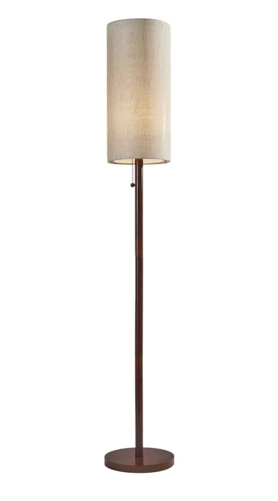 65" Brown Solid Wood Floor Lamp With Beige Linen Drum Shade HomeRoots