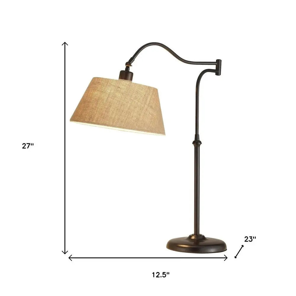 Dark Bronze Metal Swing Arm Adjustable Table Lamp HomeRoots