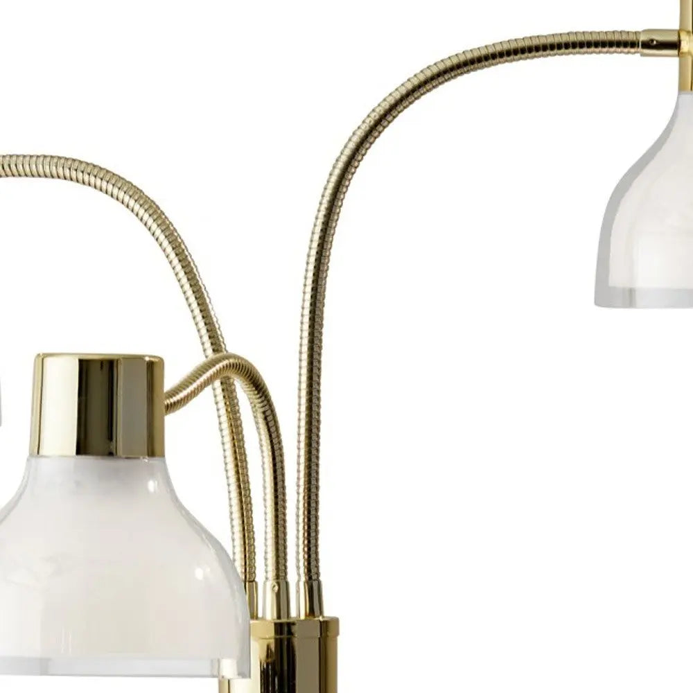 69" Gold Three Light Tree Floor Lamp With Clear Plastic Bowl Shade HomeRoots