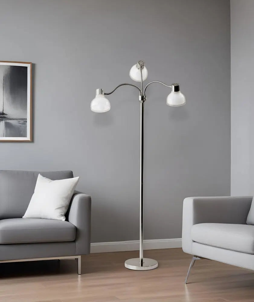 69" Gold Three Light Tree Floor Lamp With Clear Plastic Bowl Shade HomeRoots