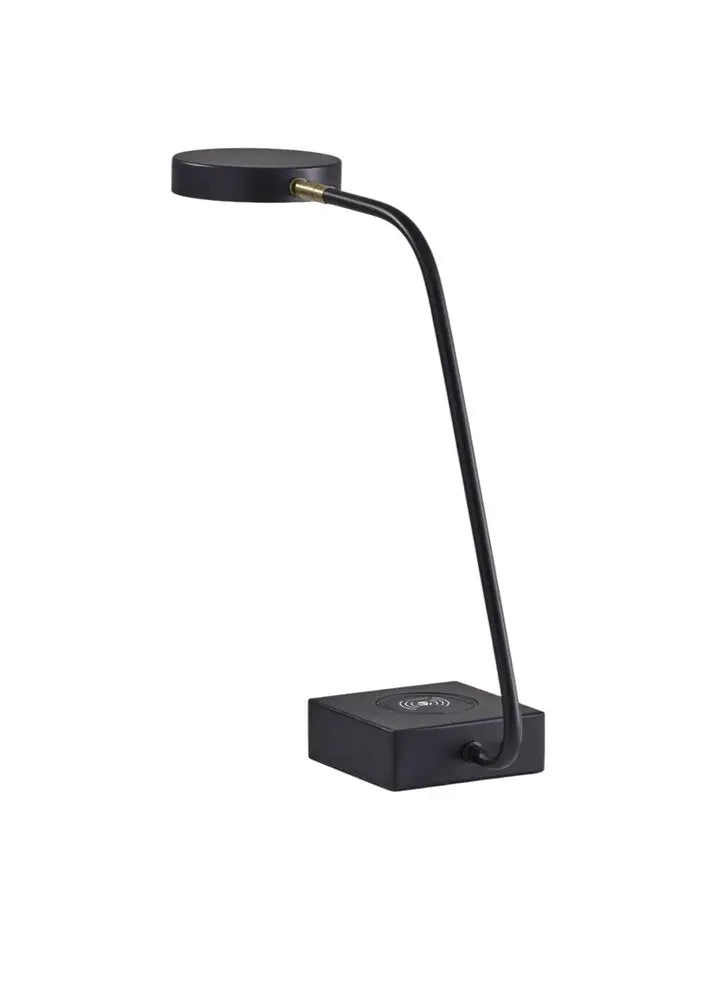 Tech Enhanced Black Metal Disk Led Adjustable Desk Lamp HomeRoots