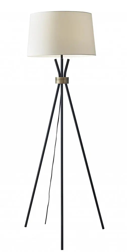 60" Black And White Tripod Floor Lamp With White Fabric Empire Shade HomeRoots