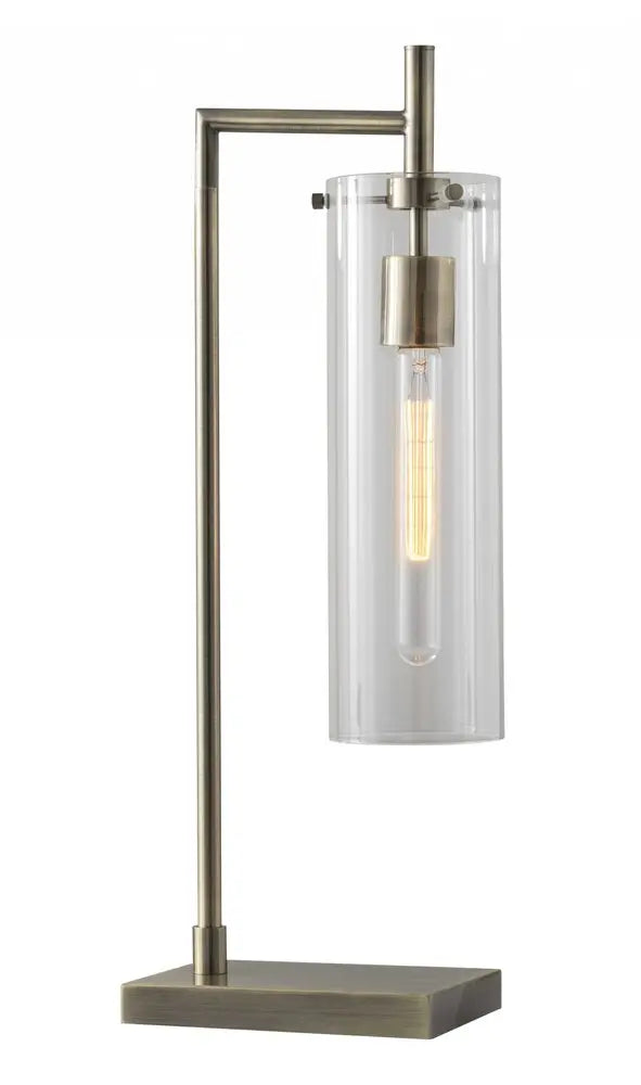 24" Brass Novelty With Clear Cylinder Shade HomeRoots