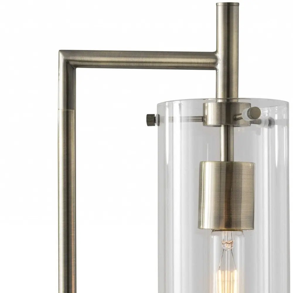 24" Brass Novelty With Clear Cylinder Shade HomeRoots