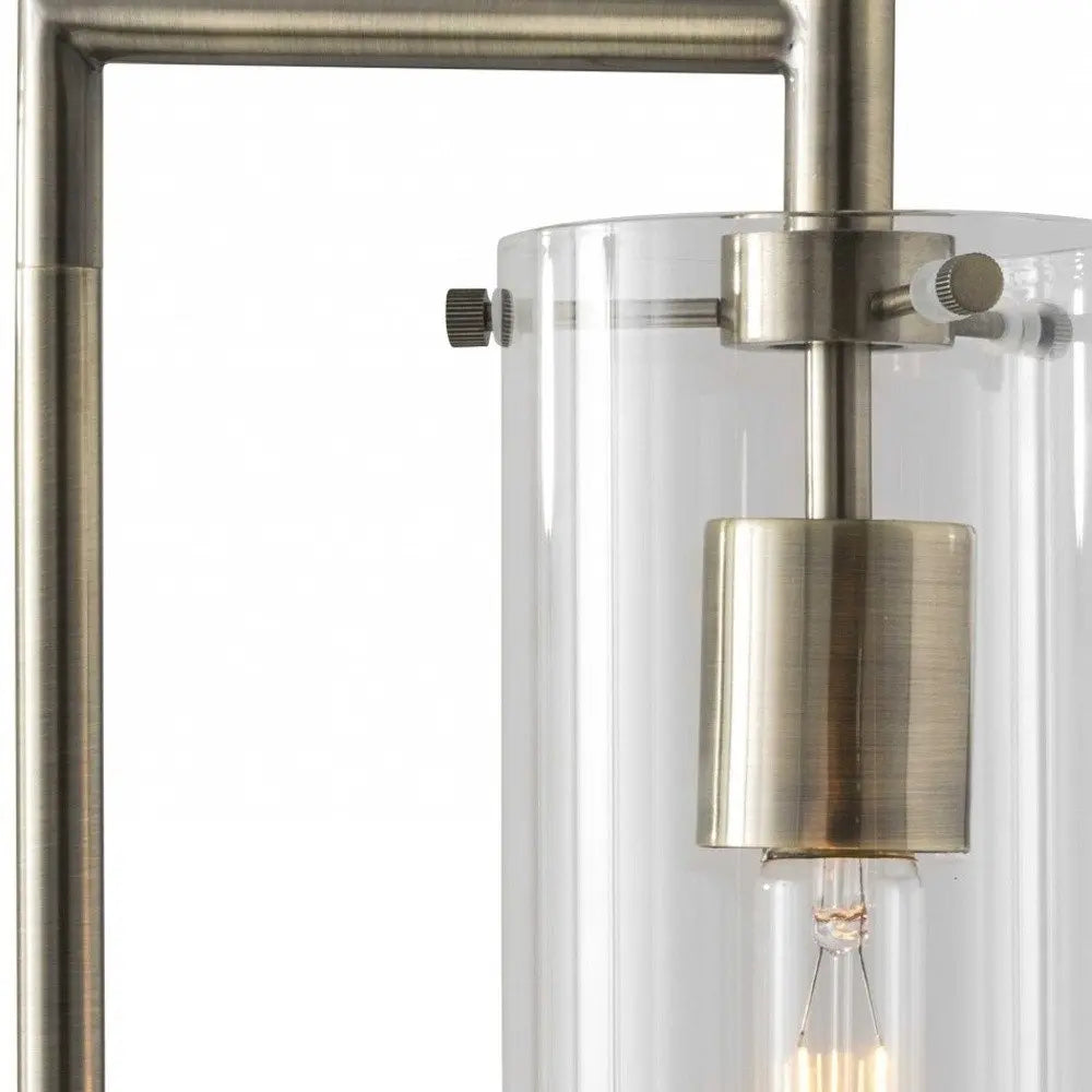 24" Brass Novelty With Clear Cylinder Shade HomeRoots