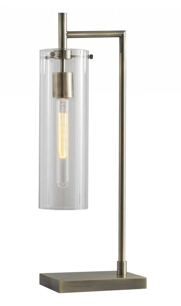24" Brass Novelty With Clear Cylinder Shade HomeRoots