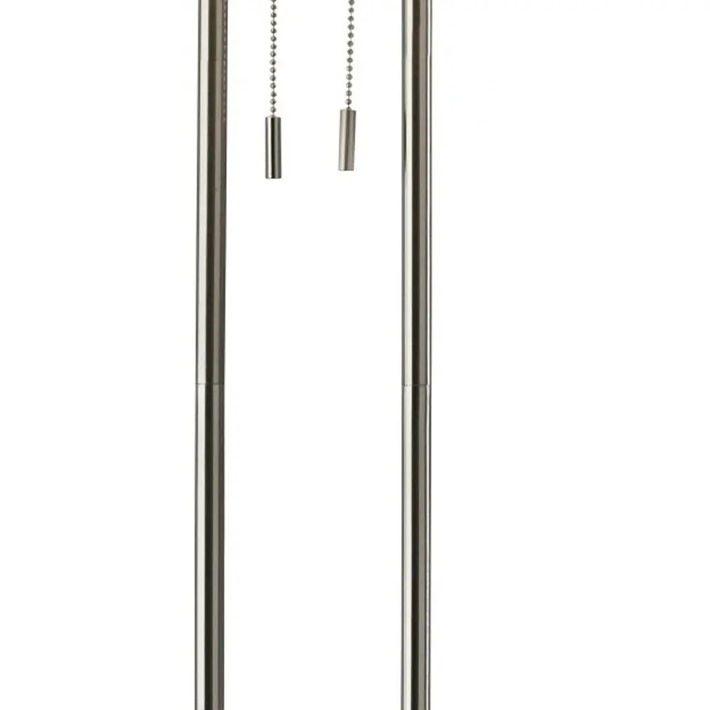 62" Silver Metal Task Floor Lamp With White Fabric Drum Shade HomeRoots