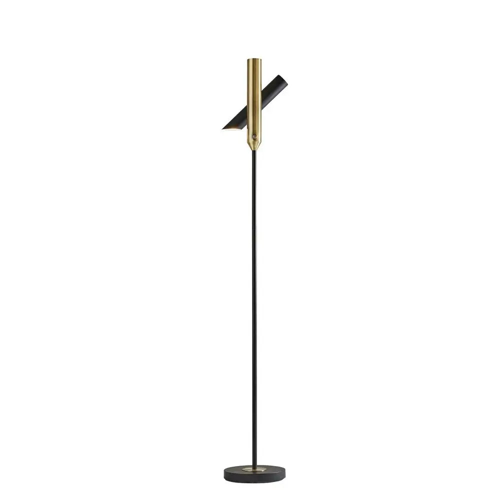 68" Black Metal LED Floor Lamp With Black Metal Cylinder Shade HomeRoots